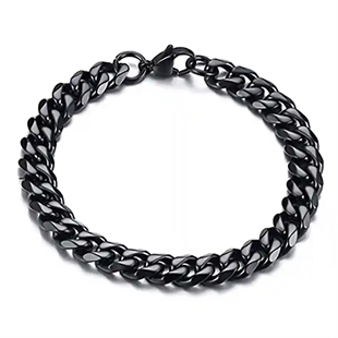 Cuban Chain miesten rannekoru Blackcoated ruostumaton teräs – 7 mm
