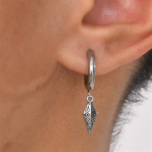 Miesten hoop-korvakoru ruostumattomasta teräksestä pohjoismaisella riipuksella