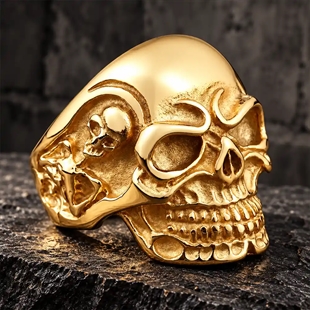 Teschio Oro – kullattu skull-sormus miehille