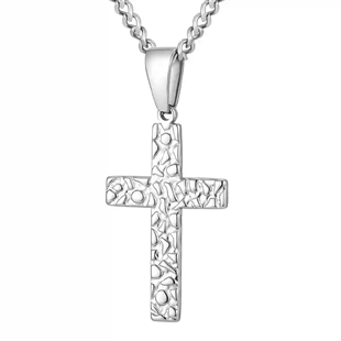 Miesten korusetti helmillä ja ristiriipuksella ruostumattomasta teräksestä – Urban Pearl & Steel Duo