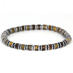 Tiikerinsilmä ja hematiitti rannekoru 8mm