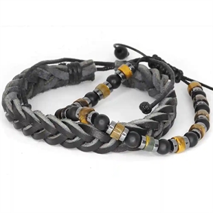 Rannekesetti – Nahkaranneke & Helmikoru maskuliinisessa designissa