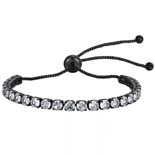 miesten rannekoru mustassa narussa kirkkailla CZ kivillä – täydellinen yhdessä muiden rannekorujen kanssa
