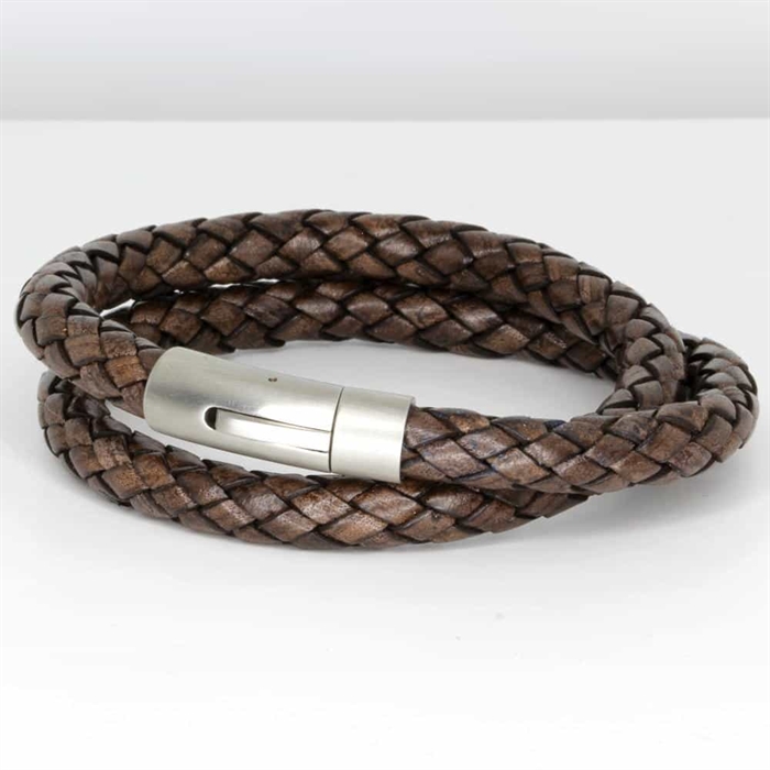 Ruskea nahkaranneke 8mm "Franks"