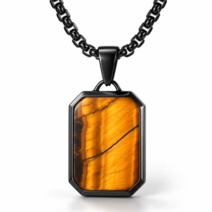 Musta GEO Tiger tag -kaulakoru ruostumattomasta teräksestä.