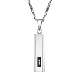 Miesten koru ruostumattomasta teräksestä suorakulmaisella bar pendantilla ja CZ-yksityiskohdilla