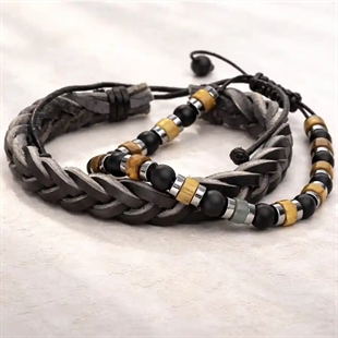 Rannekesetti – Nahkaranneke & Helmikoru maskuliinisessa designissa