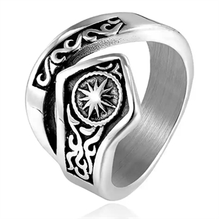 Miesten sormus 316L ruostumattomasta teräksestä pohjoismaisella tähtisymbolilla