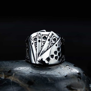 Poker miesten sormus ruostumattomasta teräksestä ACE