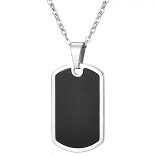 Dog tag -kaulakoru miehille ruostumattomasta teräksestä mustalla laatalla – 60 cm