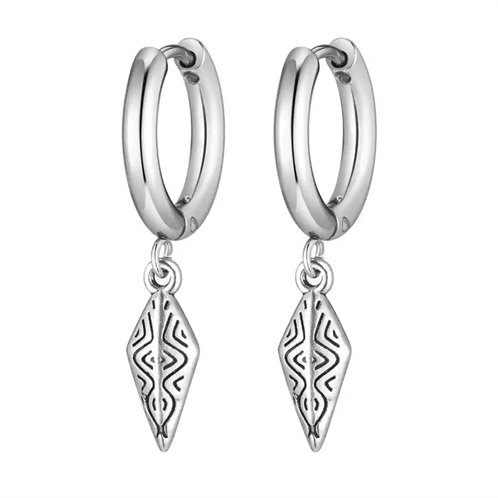 Miesten hoop-korvakoru ruostumattomasta teräksestä pohjoismaisella riipuksella