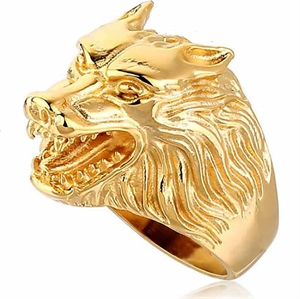 Kultainen leijona miesten sormus/pyöräilijän sormus