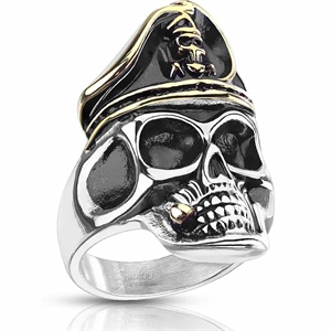 Captain Skull - miesten sormus teräksestä.