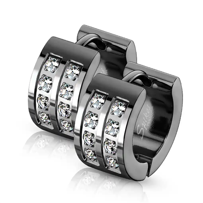 Teräs bling ja kivi - Korvakoru Blackcoated