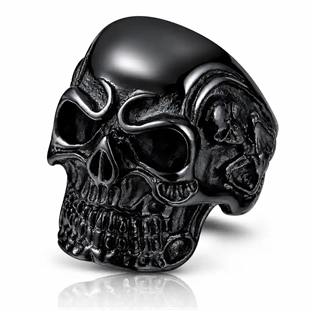 Obsidia Skull Ring – Musta miesten terässormus