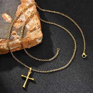 Golden Faith ristikko kaulakoru ruostumaton teräs