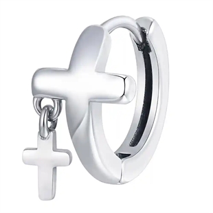 Miesten korvakoru ruostumattomasta teräksestä kaksoisristillä