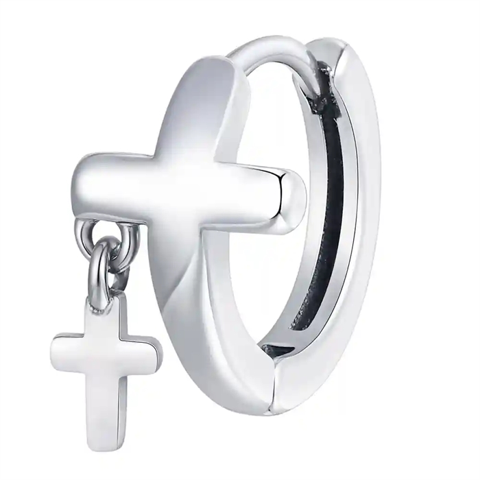 Miesten korvakoru ruostumattomasta teräksestä kaksoisristillä