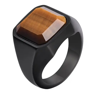 musta miesten sormus tiger eye -kivellä