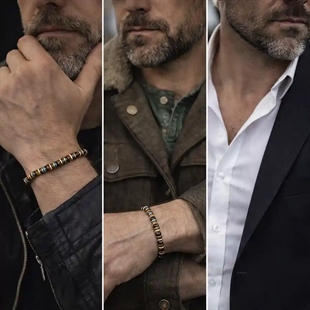 Tigereye- ja hematite-rannekoru 8mm