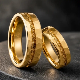 Aurelio – PVD-kullattu volfram-sormus 6 tai 8 mm