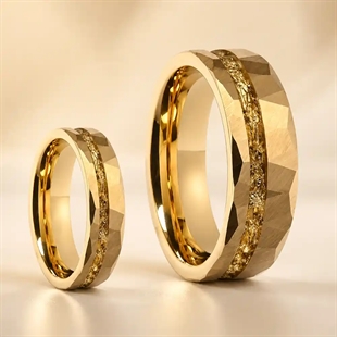 Aurelio – PVD-kullattu volfram-sormus 6 tai 8 mm