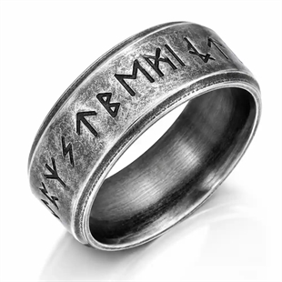 Viking-sormus hapetettua terästä.