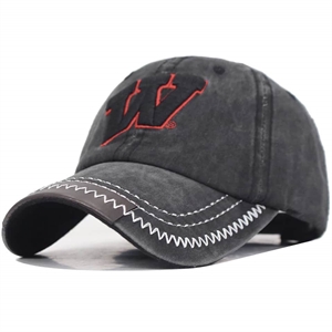 Red&Black W Cap harmaasta kankaasta